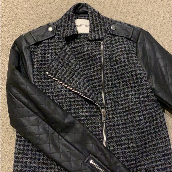 Wool blend faux leather jacket - Picture 3 of 3